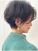 前髪大人かわいい美髪ホワイトグレージュネビージュショートボブ