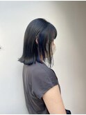 黒髪/グレーベージュ/レイヤーロング/前髪パーマ/仙台