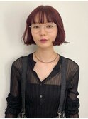 レッドカラー ミニボブ 切りっぱなしボブ 韓国【天神/今泉】