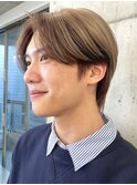 韓国メンズホワイトシースルーマッシュアッシュグレージュカラー