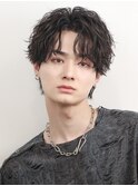 メンズセンターパート波巻きパーマ