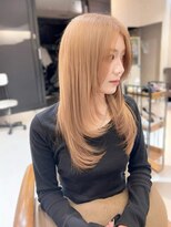 ヘアーメイク ブランニュー 東生駒店(hair make Brand new)&nbsp;ハイトーンカラーレイヤーカット韓国風レイヤー前髪長めブロンド