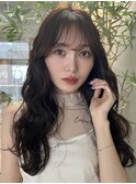 韓国アイドル風パーマグレージュカラー
