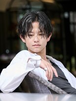 ブラック(BLACK)&nbsp;シャドウパート/Men'sHair/リバースセンターパート/表参道