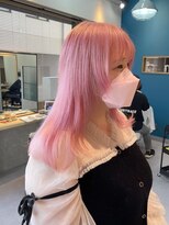 リノショアーズ 日本大通り店(RINOSHORES) ロングヘア透けるペールピンクハイトーンカラー韓国風maaya