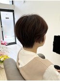 丸みショート シースルーバング ピンクブラウン
