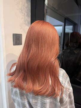 シェノン 表参道(CHAINON) ふんわりピンクオレンジハイトーンカラー コーラルピンク