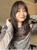 簡単スタイリング韓国風顔周りレイヤーミディアム×透明感カラー