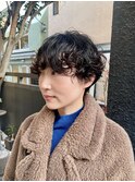 エアウェーブ無造作ラフふんわりパーマショートヘアカットカラー