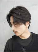 ニュアンスパーマ毛流れセンターパートウルフフェザーパーマ