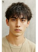 ブルーブラック 韓国マッシュ フェザーパーマ　ST45