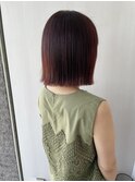 切りっぱなしボブ/ボルドーカラー