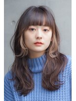 ヴェチカ 京橋店(Vechika)&nbsp;パッツン前髪/韓国レイヤー/イヤリングカラー/マロンベージュ