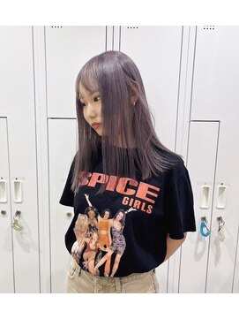 チェレ ブラン 堺東店(Chere brun) パールラベンダー×ダブルカラー×ワンレンストレート