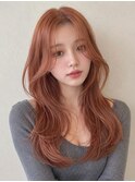 オレンジカラーオレンジブラウンハイトーンカラーハッシュカット