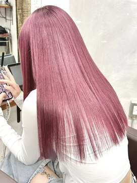 ロア 福岡天神本店(LORE) ダブルカラーミルクティーピンクベージュカラーハイトーンカラー