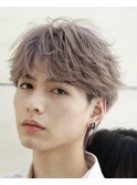 フェザーパーマベージュカラーグレージュカラーホワイトブロンド