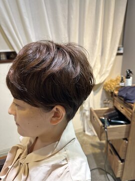 ワ ヘアー(wa-hair) ショートボブパーマ　マッシュパーマ髪質改善前髪パーマベージュ