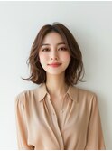 セミロング/イメチェン/外ハネボブ/美髪/ワイドバング/髪型