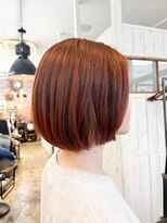 ヘアーループレル(Hair ruup Rell design works)&nbsp;那覇市安里｜艶感オレンジブラウン×丸みショートボブ