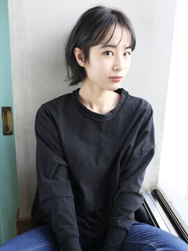 バース(BIRTH) 天神【BIRTH】くすみブルー×うぶバング外ハネミニボブ