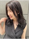 アッシュダークカラー×ウェーブミディアム