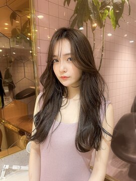 シーシンジュク 新宿南口(Sea shinjuku) ブリーチなしチョコレート色×前髪/顔周りレイヤー韓国ヘア[新宿