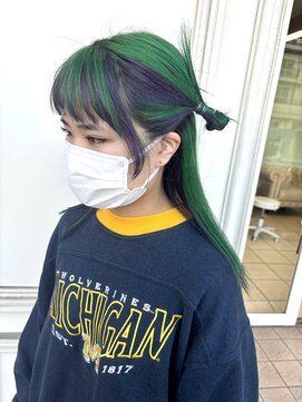 シャルティア(SHALLTIA) グリーン紫派手髪【山口県派手髪】【山口県ハイトーン】
