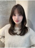 ミニウルフレイヤーカット顔周り前髪韓国ミディアムロング/銀座
