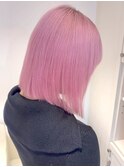 14510ブリーチ＆ダブルカラーベビーピンクホワイトピンクボブ