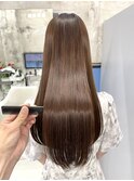 表参道酸性ストレートパーマ艶髪セミロングレイヤーベージュ40代