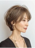 大人ショート 白髪ぼかし 脱白髪染め ハイライト40代50代60代
