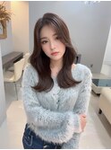 ベージュグレー黒髪レイヤーくびれヘア小顔10代20代30代40代