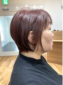 ピンクブラウン×ショートボブ