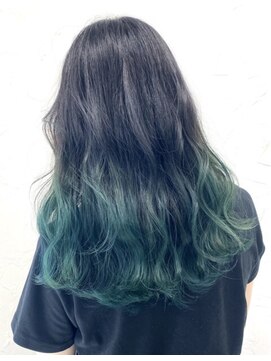 アジールヘア 東上野店(agir hair) 20代30代40代大人オリーブグリーングラデーションカラー【上野】