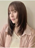顔まわりレイヤー/姫カット/ウルフレイヤー/イメチェン/ブラウン