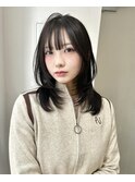 ミディアムレイヤー　ワンカール　顔まわりカット