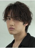 福岡天神ゆるめシャドウパーマメンズマッシュウルフカット緩め