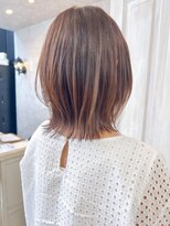 キャアリー(Caary)&nbsp;福山市美容室Caaryレイヤーミディアムボブオレンジカラー