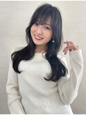 ナチュラル韓国風ロングくびれレイヤー 顔周り似合わせカット