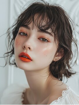 レヴ 草加店(LEV.) 韓国マッシュこなれミディウェーブパーマ前髪カタログ