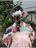 ヘアセットと袴着付け