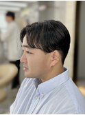 men'sフェザーパーマブルーブラックメンズブリーチなし立川