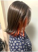 切りっぱなしインナーカラーオレンジ