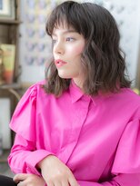 カバーヘア イヴ 戸頭店(COVER HAIR EVE)&nbsp;黒髪シースルーバングくせ毛風エアリーミディa戸頭20代30代40代