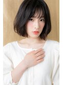 黒髪ダークアッシュくせ毛風ミディアムボブZ越谷20代30代40代
