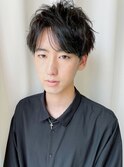 メンズカット黒髪 束感ニュアンスパーマ