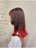【BelleCoupes】エンドカラーレッド 前髪インナーカラー
