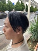 センターパートブルーブラックメッシュ