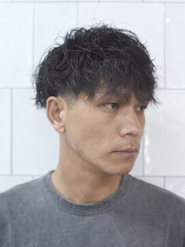 メリケンバーバーショップ フクオカ(MERICAN BARBERSHOP FUK) べリーショートダークアッシュニュアンスパーマ韓国マッシュ